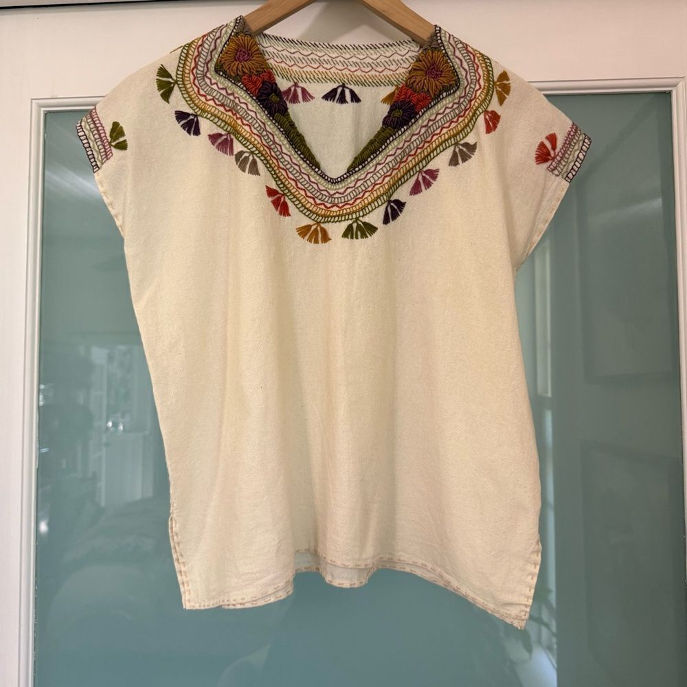 Vintage Hand Embroidered Sunflower Milpa Oaxaca Top